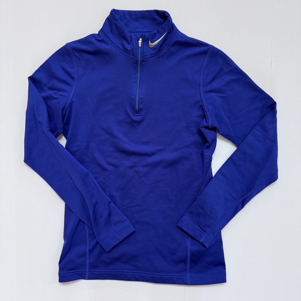 nike fit dry women size small quarter zip shirt top 2008 blue